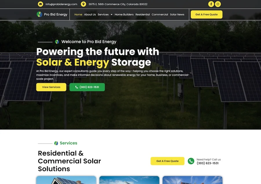 Solar industry website design