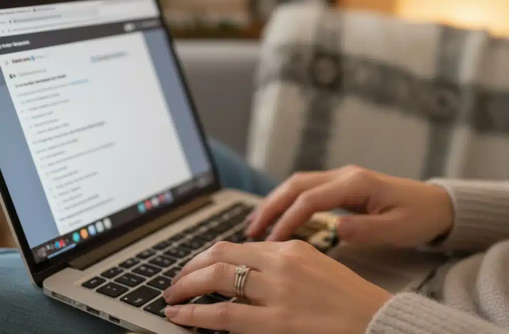 woman using googles keyword planner tool