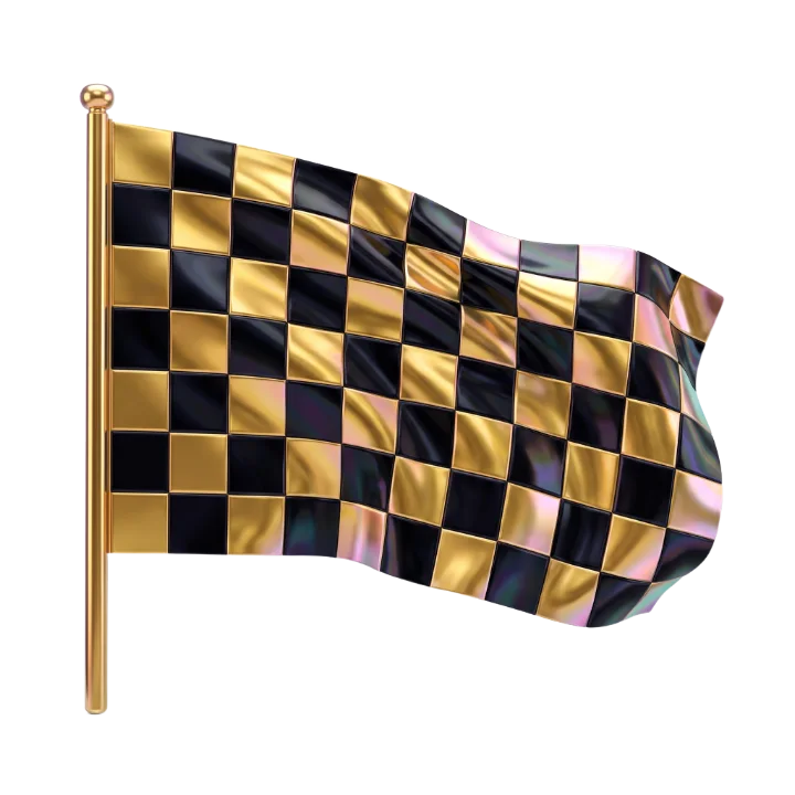 Gold chrome checkered finish flag icon