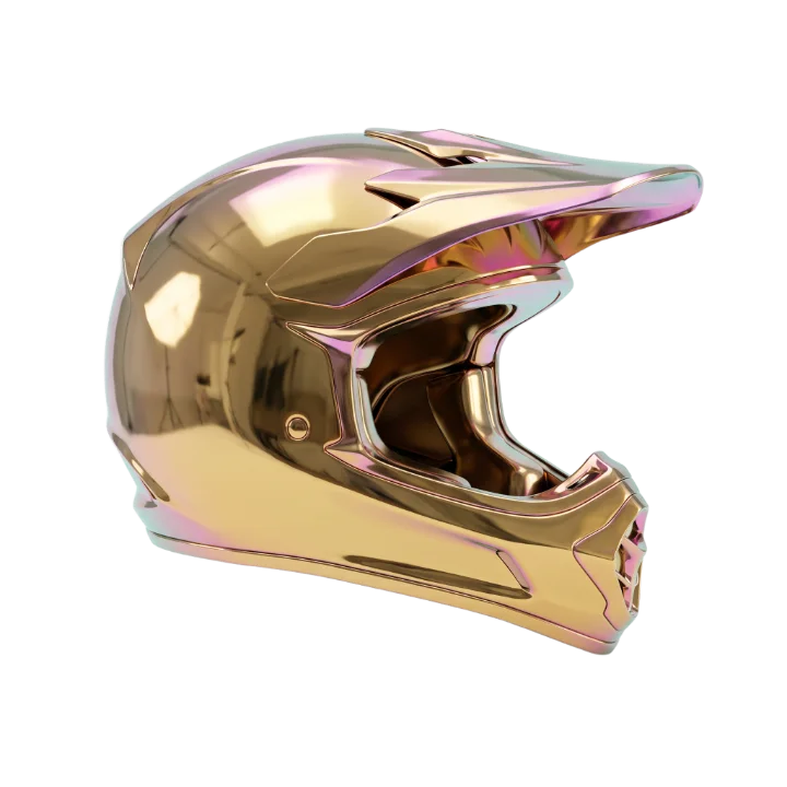 Gold chrome motocross helmet icon