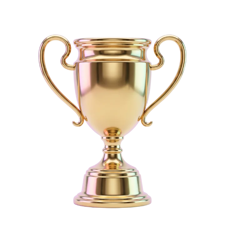 Gold chrome racing trophy icon