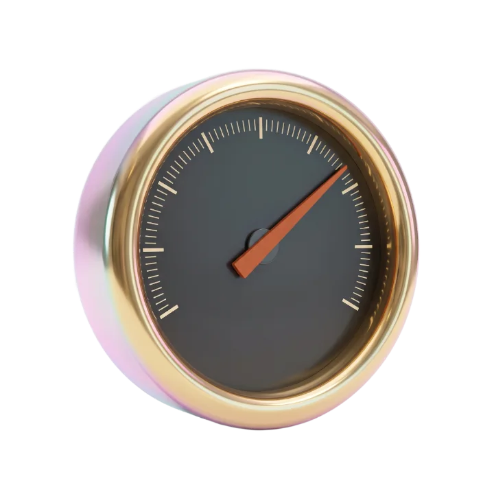 Gold chrome tachometer gauge icon