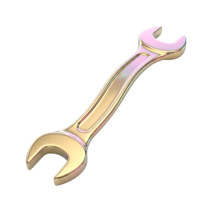 Gold chrome wrench icon